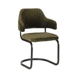 Set van 3 eetkamerstoelen, army velvet, zwart metalen onderstel